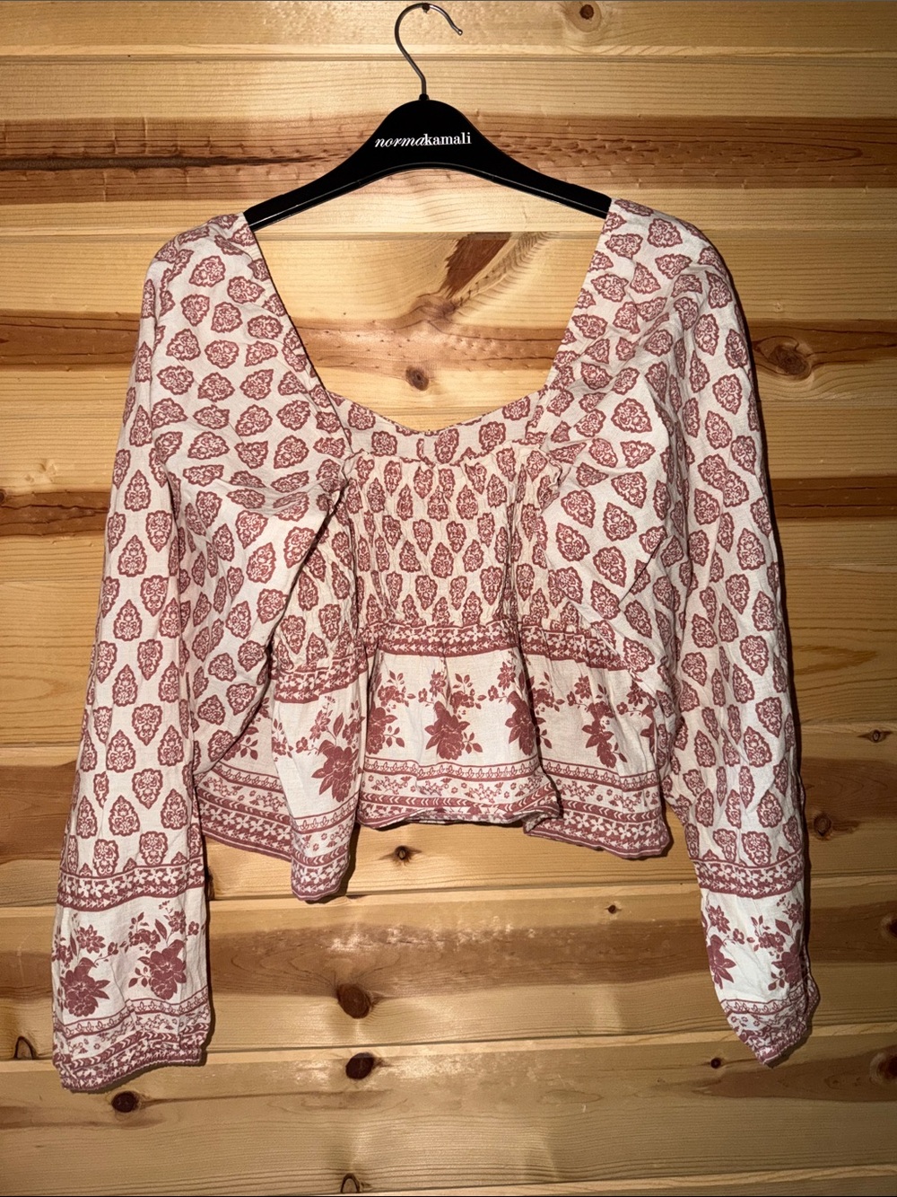 Square-Neck Floral Peasant Blouse in Dusty Rose - Picture 2 of 2